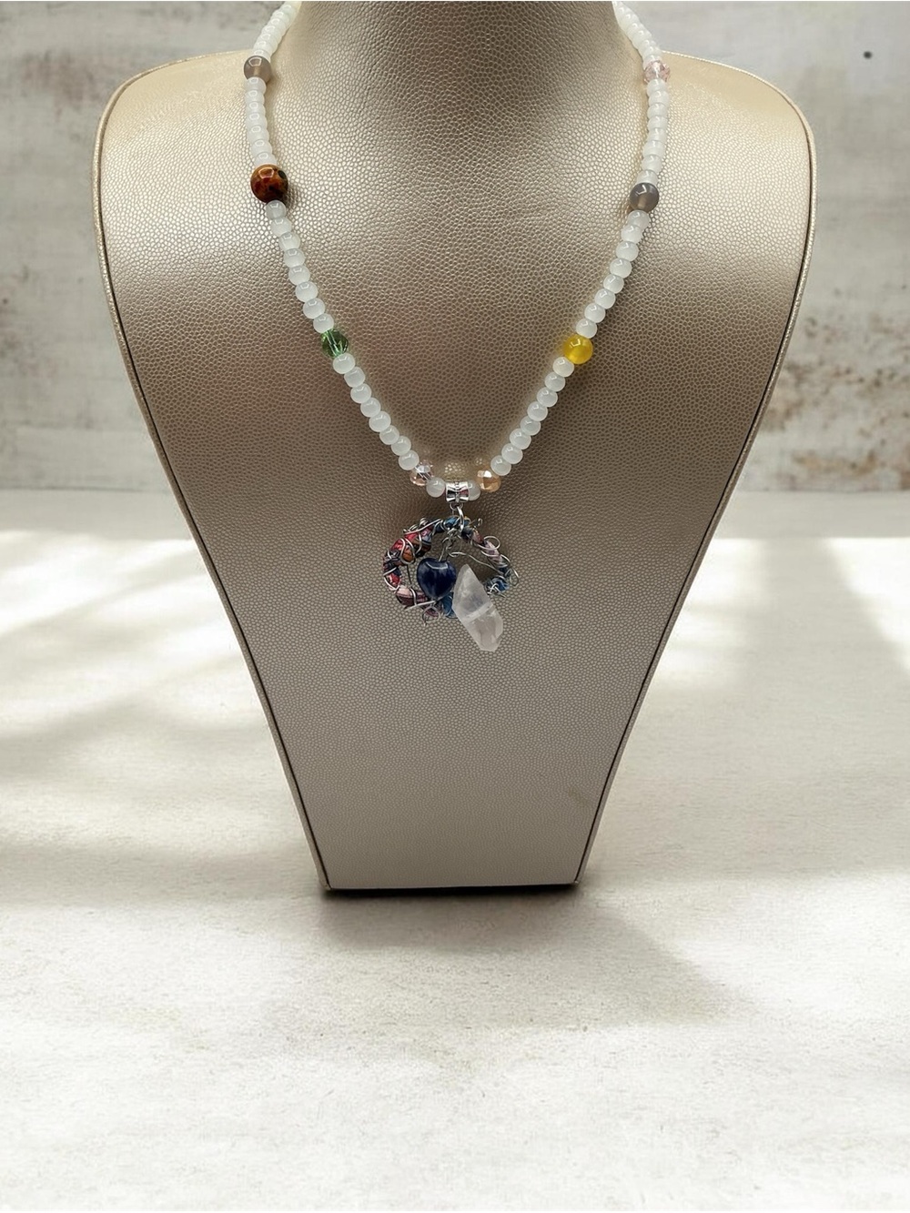 Handcrafted Sterling Necklace with Multicolor Accent Pendant